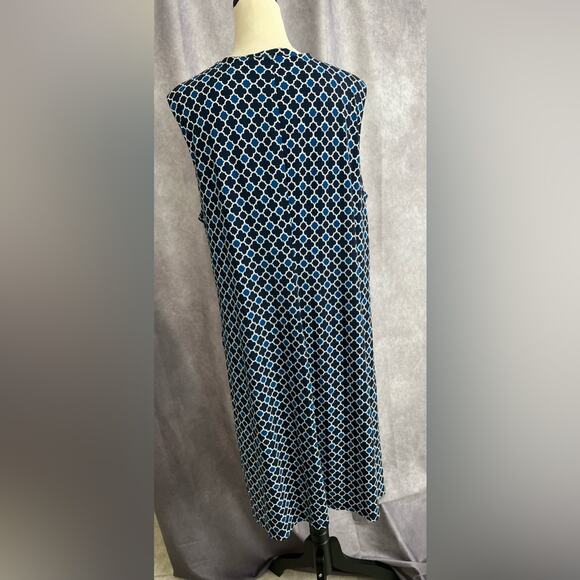 Charter Club Womens Mock Wrap Dress Blue Stretch Mosaic Print Sleeveless Size 3X - Picture 6 of 9